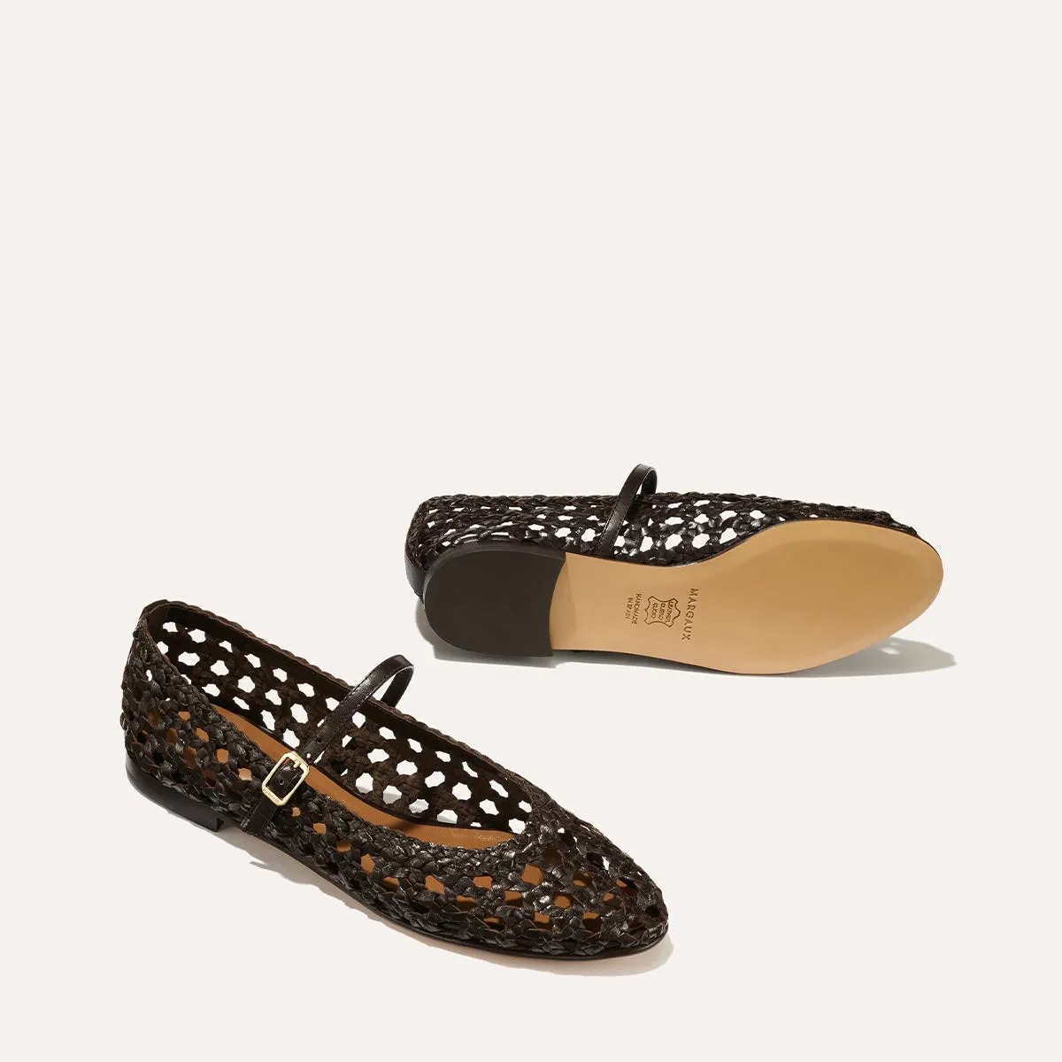 Fashion Nova Flat Shoes The Demi Jane - Espresso Woven Leather