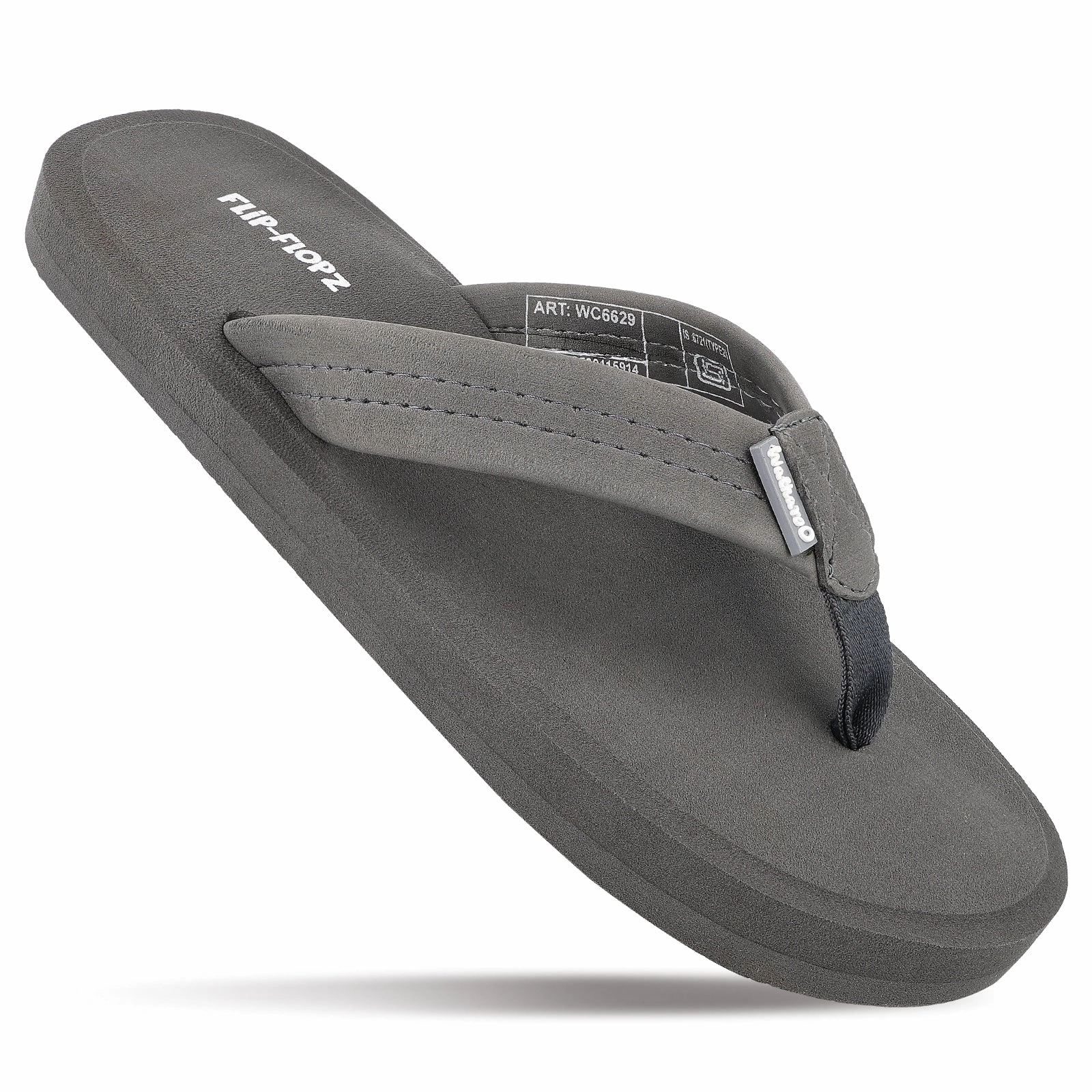 Men's Flip-Flop Slippers - WC6629 Grey Slip On Loafers Leather