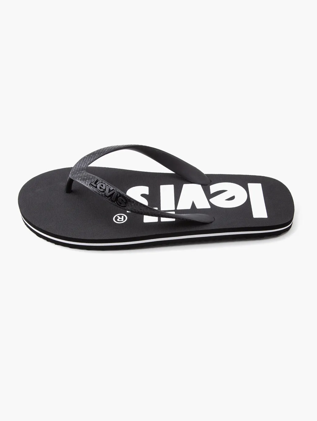 Slip On Sneaker Shoreline Men's Black Debossed & Printed Logo Flip-Flops