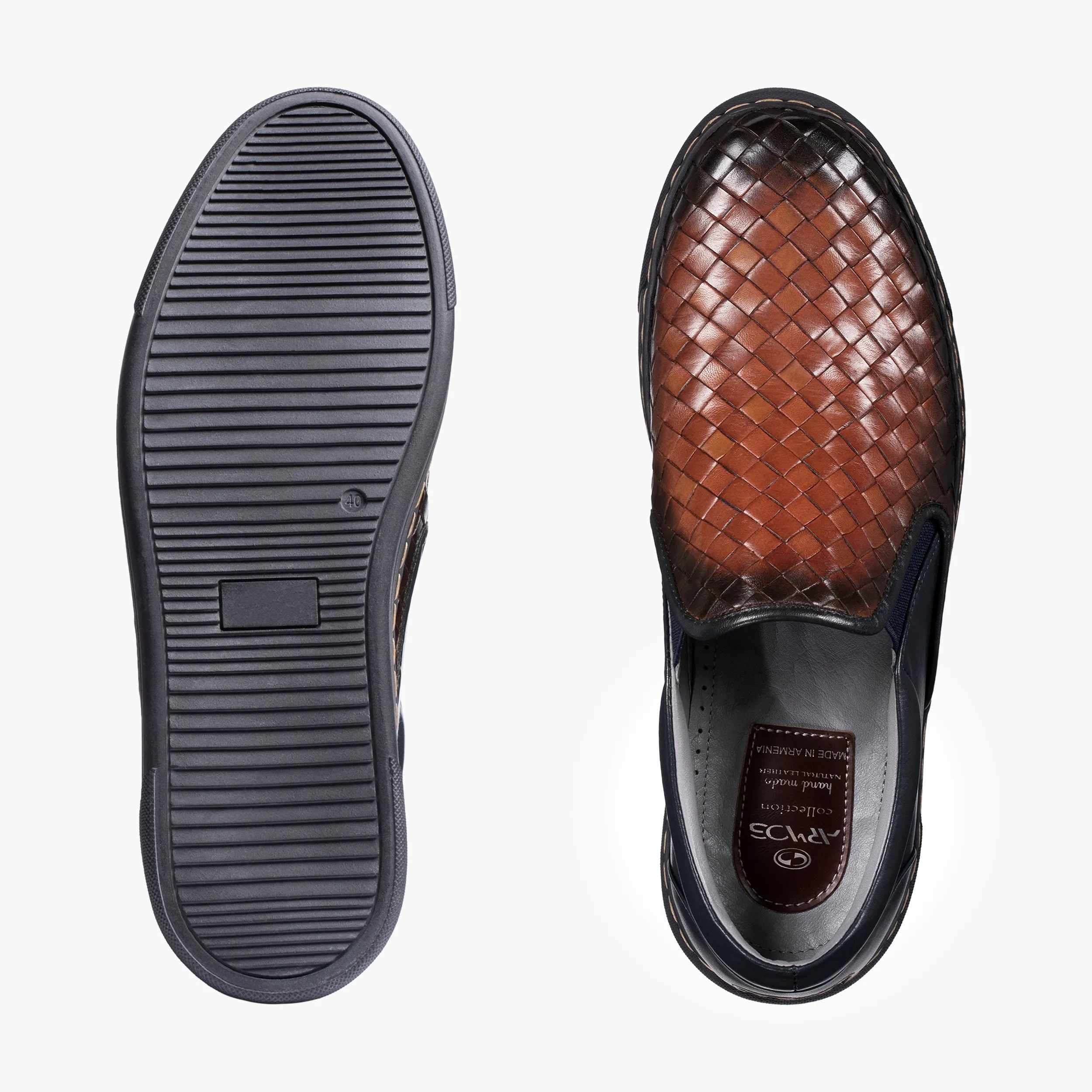 Slip On Business Casual Shoes Mens Blue and Brown Slip-On Sneaker