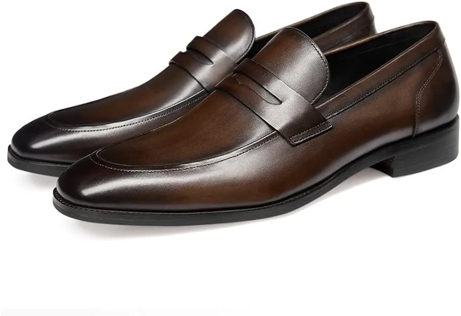 Men's Dress Shoes Slip-On Loafers Leather Shoes for Men Shiny Leather Loafers