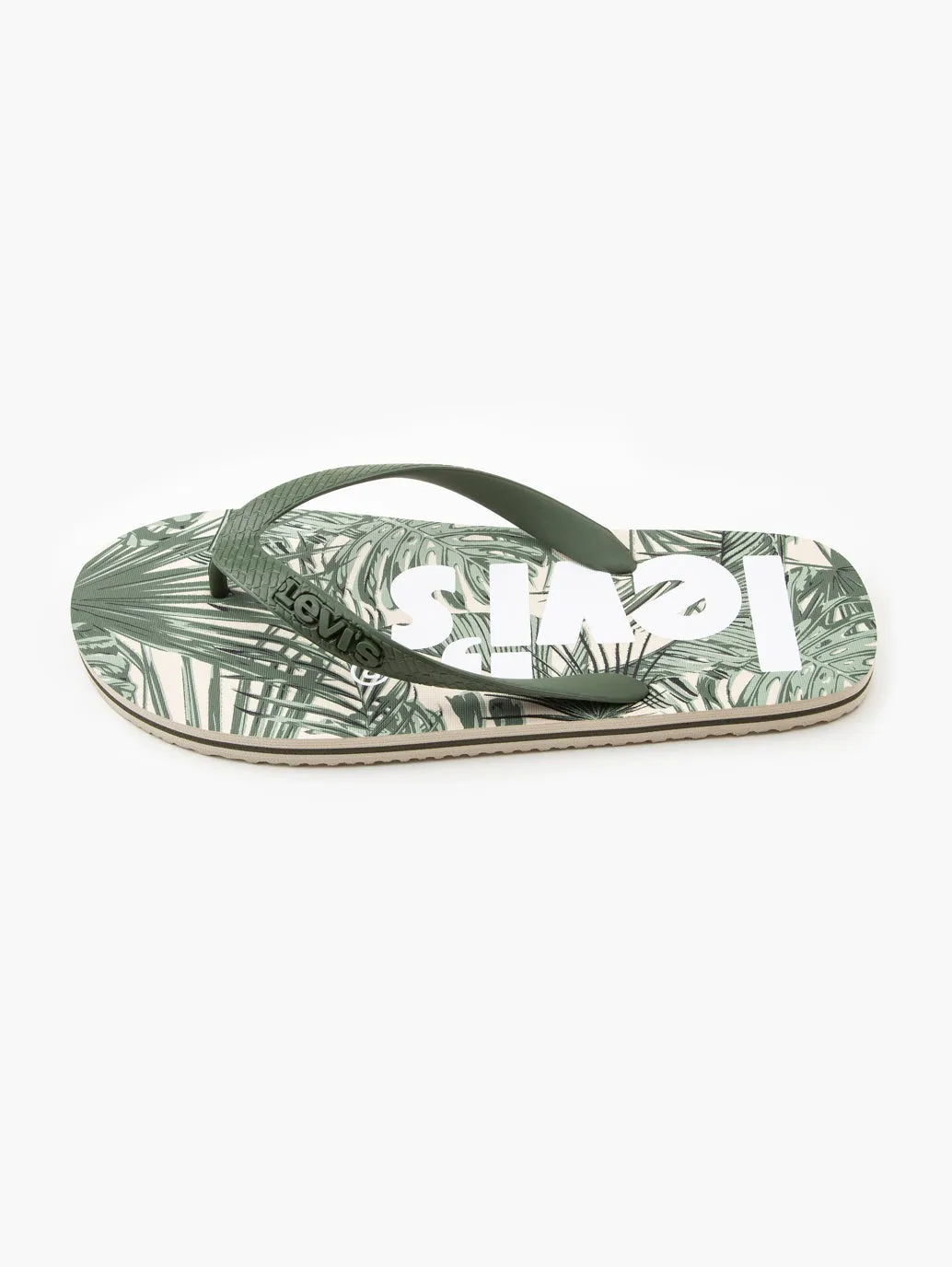 Men's Green Printed Flip-Flops Slip On Leather Sandals