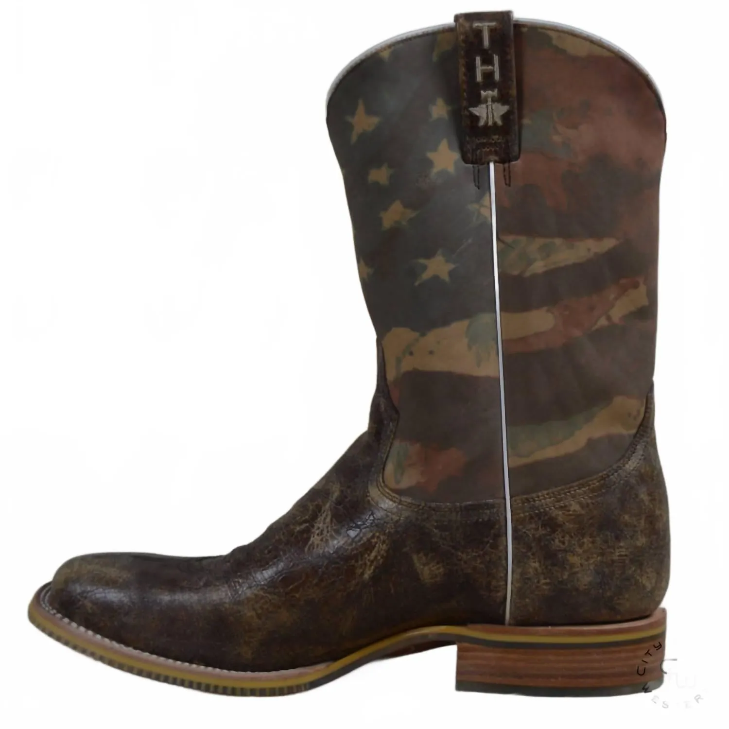 Men's Land Of The Free Boots In Marbled Brown Vamp