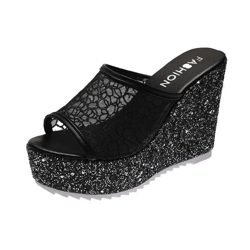 Mesh Platform Slip On Wedge Sandals Sandals Water
