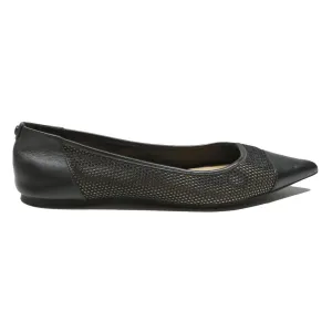 MICHAEL KORS Womens Pointed Toe Ballerina Flats Leather Black UK 5.5 Elegant Musshoe Flat Shoes