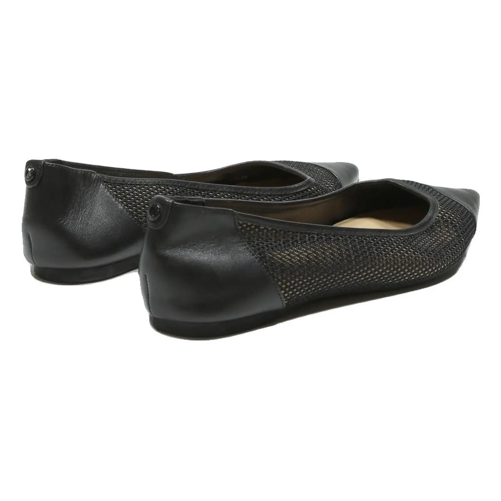 MICHAEL KORS Womens Pointed Toe Ballerina Flats Leather Black UK 5.5 Elegant Flat Sole Casual Shoes