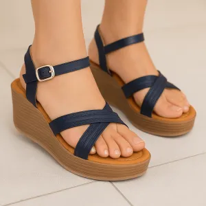 Barbados Vs Royal Barbados Mid-Heel Platform Sandals (1411)