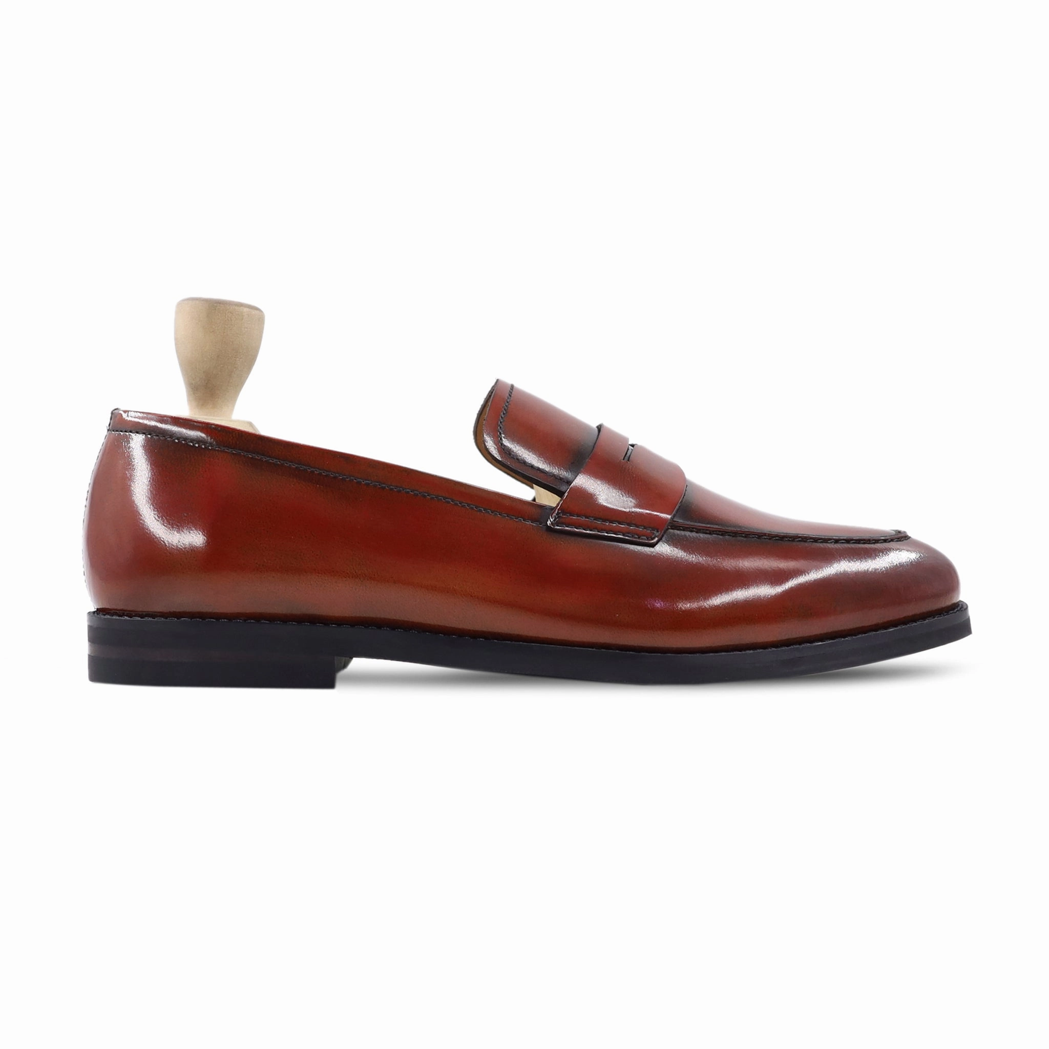 Cushioned Loafers Moriah - Men's Oxblood Box Leather High Shine Loafer