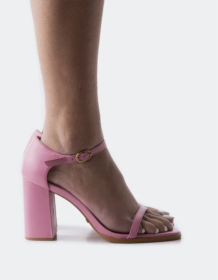 Open Toe Flat Sandals Moscato Pink Leather
