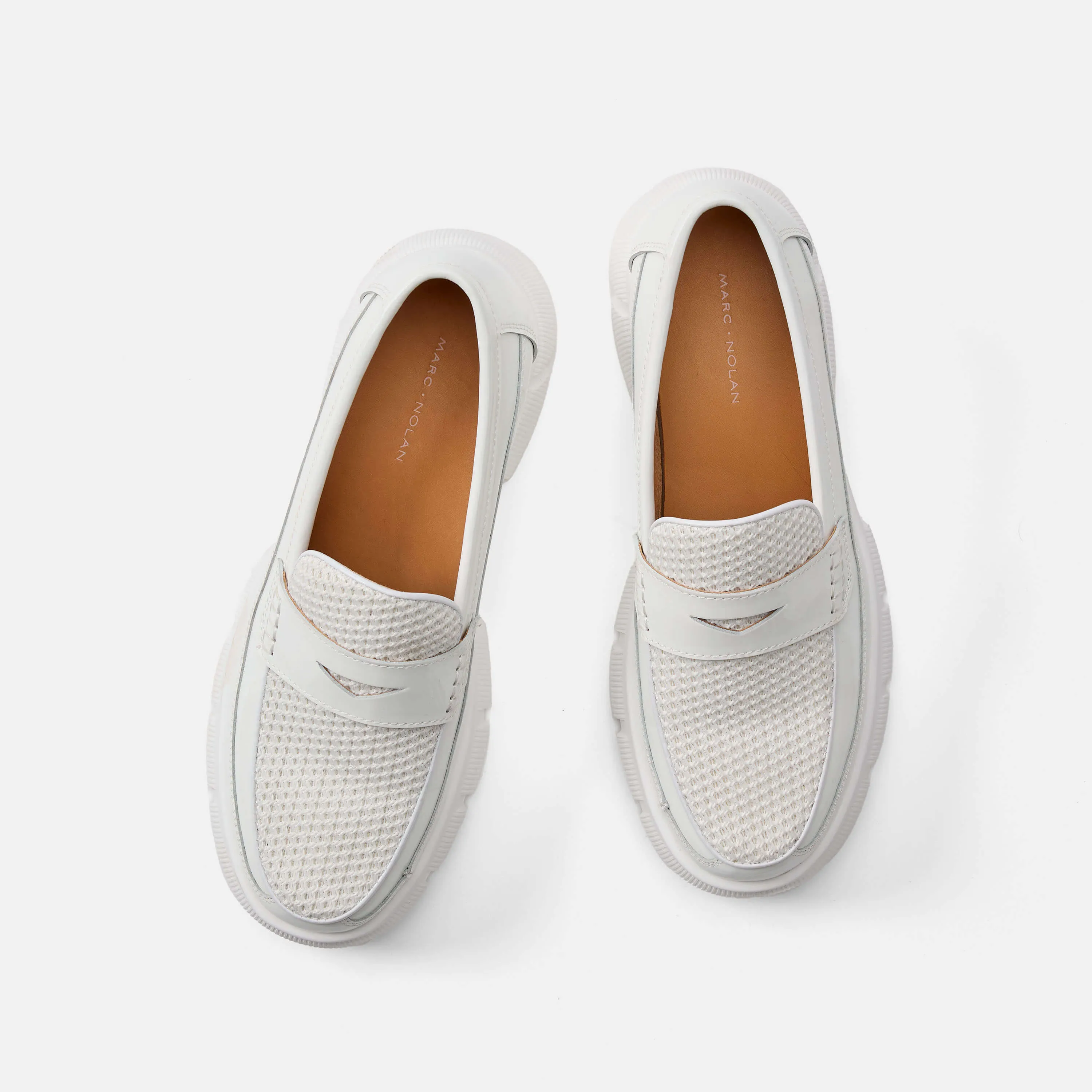 Ms. Calum White Patent Leather Penny Loafers Electron 2.0 Speckle Training Shoes