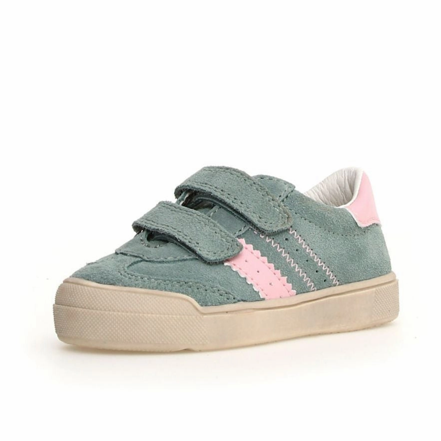 Naturino Girl's Riby Vl Casual Shoe with Hoop and Loop Closure - Sage / Pink Spalding Sneakers