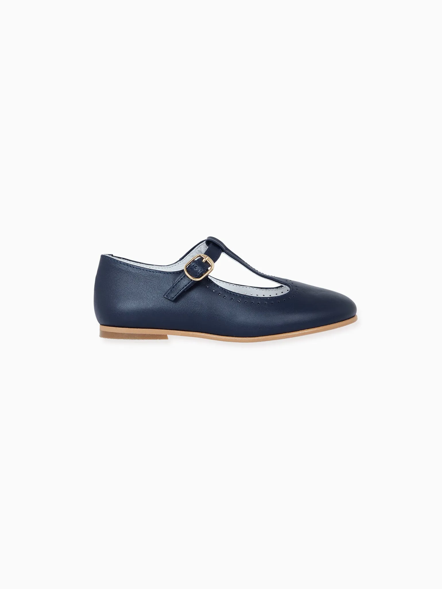 Navy Leather Girl T-Bar Shoes Running Shoes Vs Training Shoes