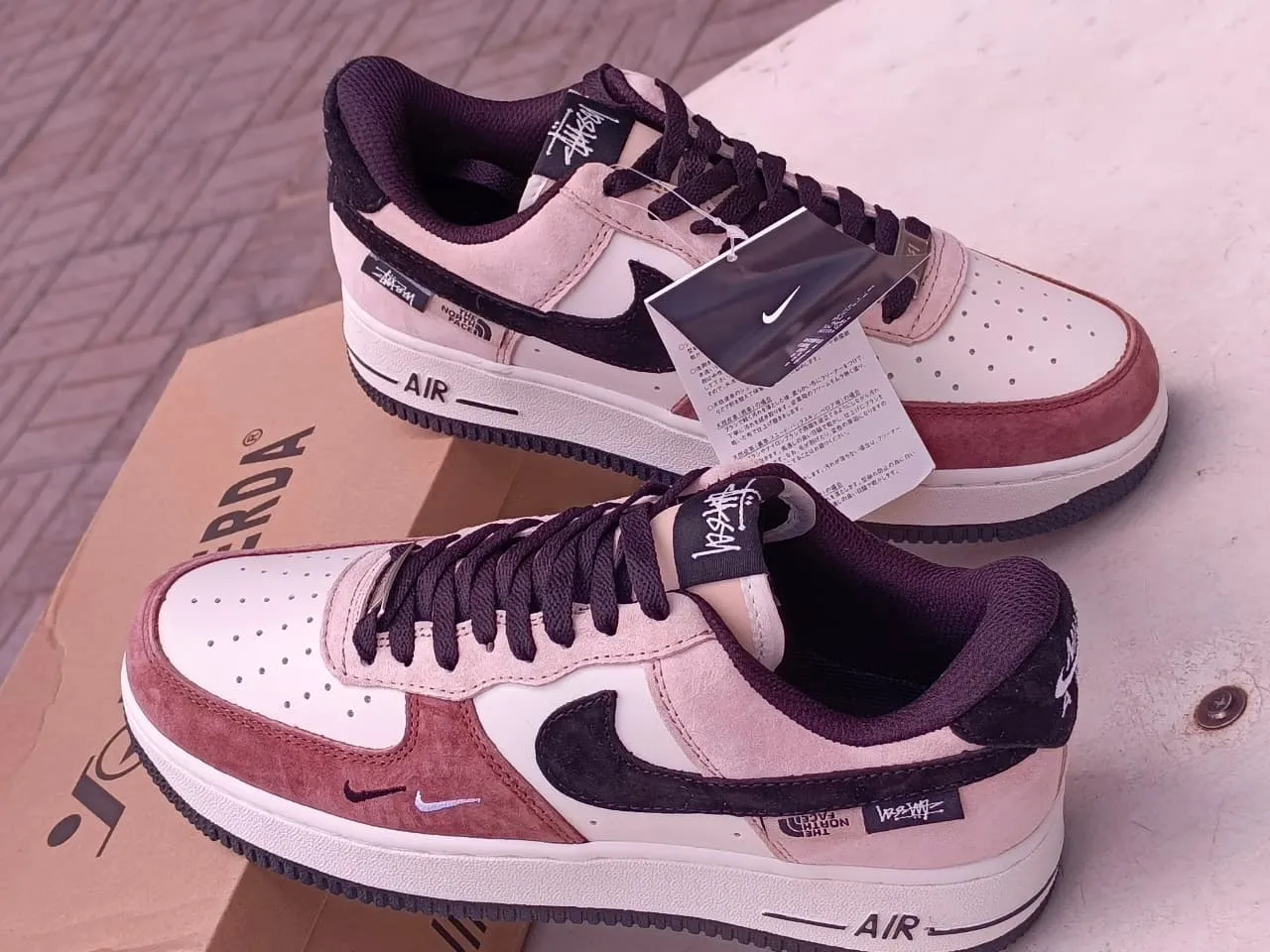 Nike Air Force 1 x Stussy x The North Face  Pink/Black Suede Edition Gucci Sneakers Shoes