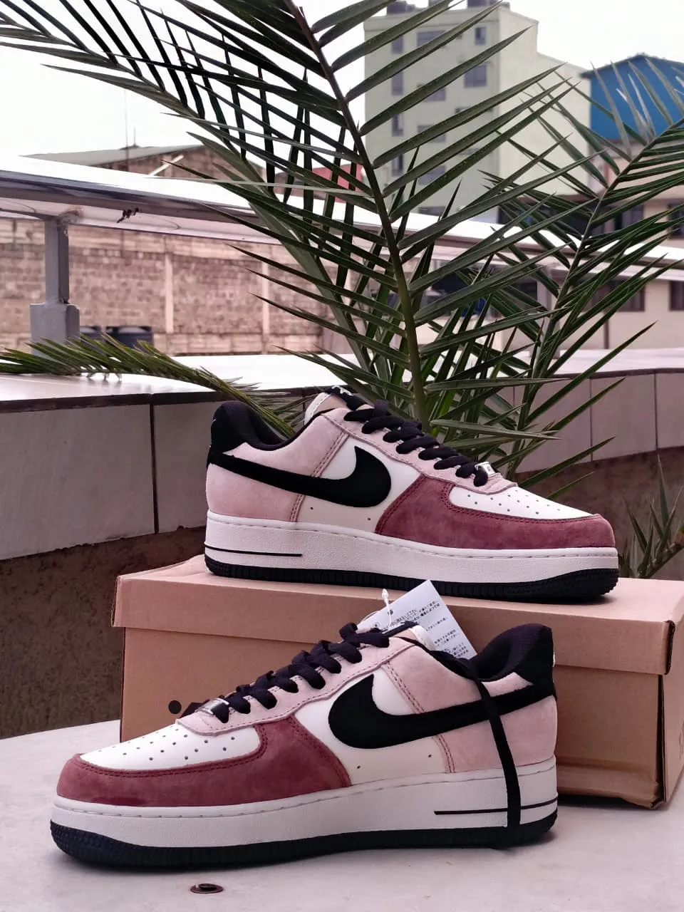 Nike Air Force 1 x Stussy x The North Face  Pink/Black Suede Edition Thick Sole Sneakers