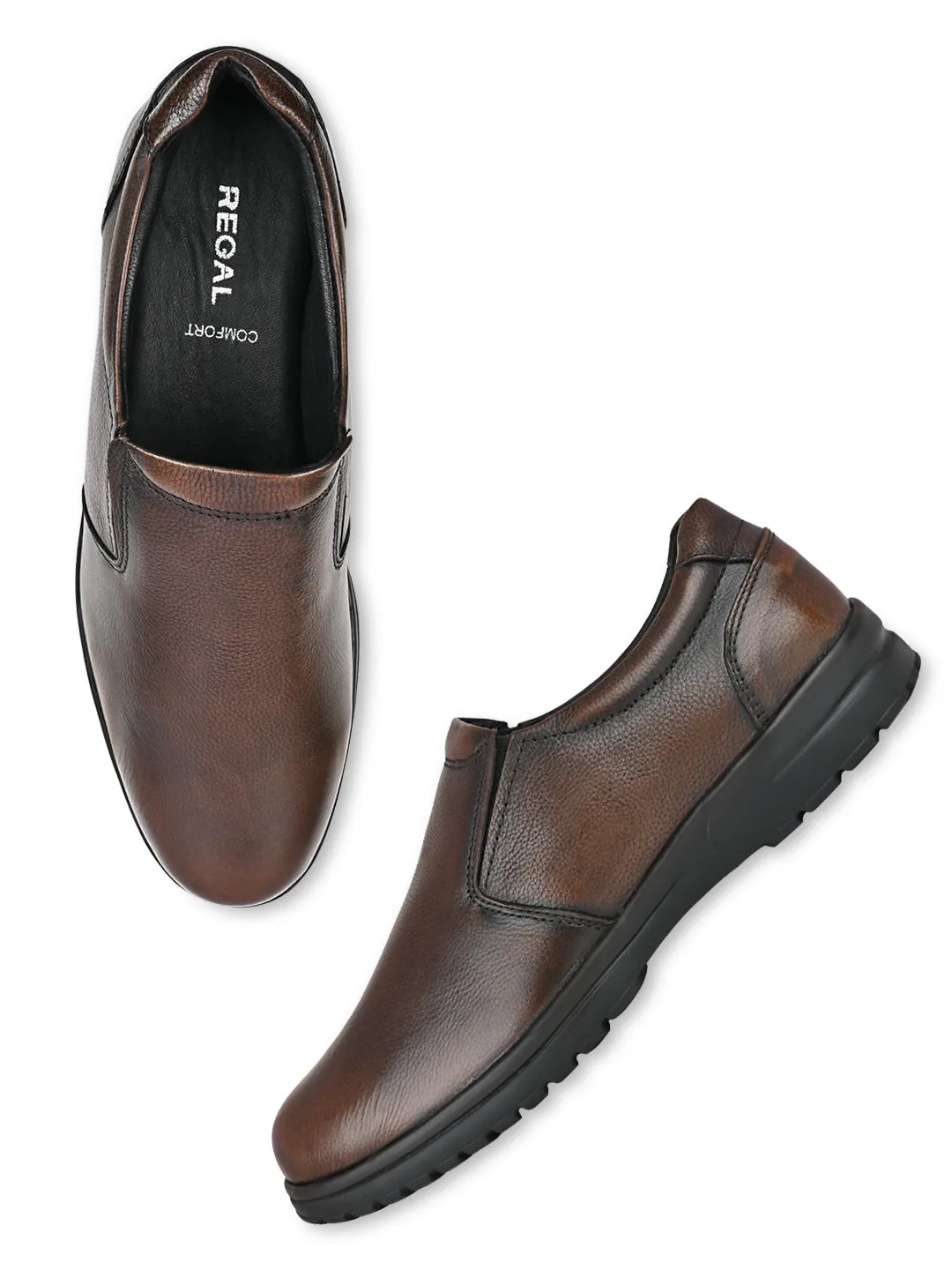 Lightweight Slip On Shoes Regal Brown Men Leather Slip Ons