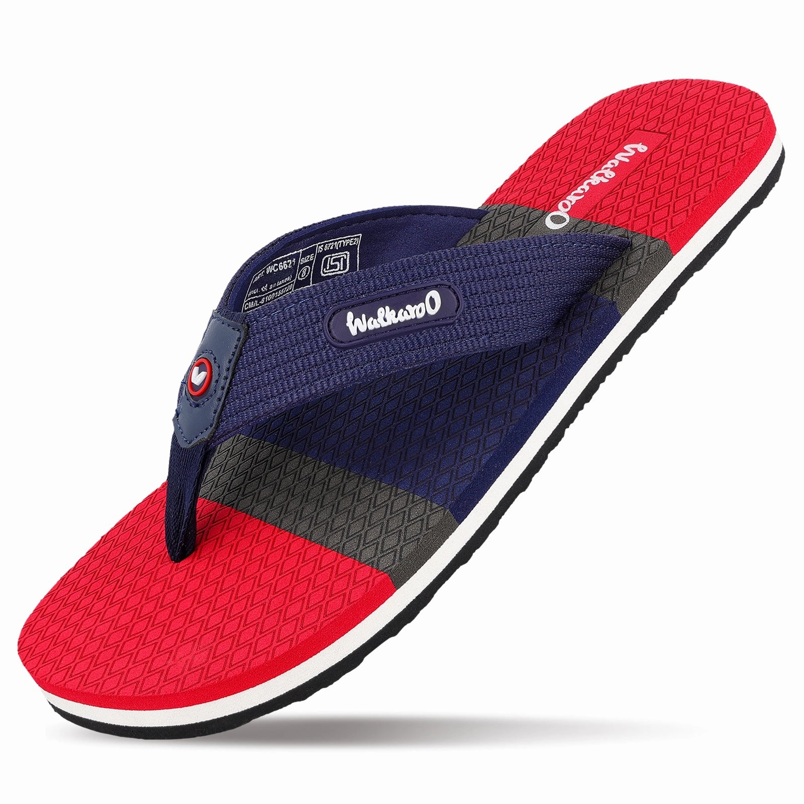 Men's Flip Flop Slippers - WC6621 Navy Blue Red Slip On Suede Boots