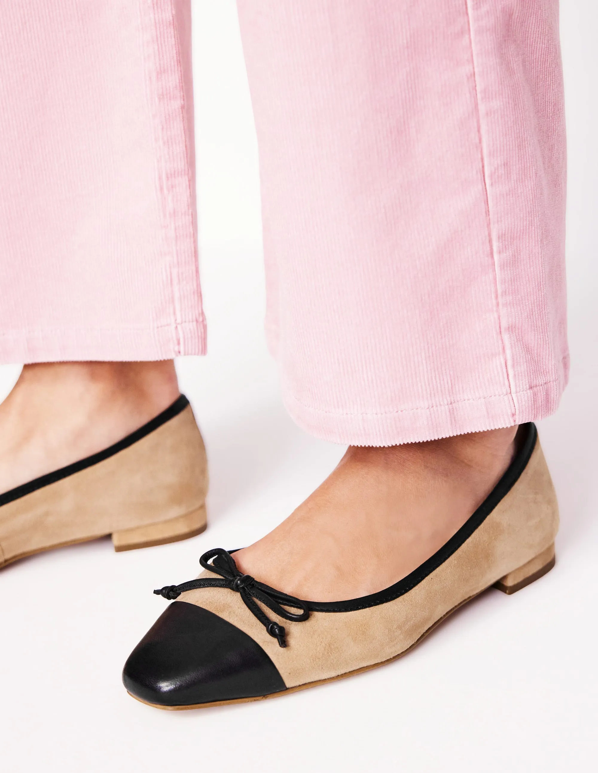 Taxi Flats Shoes Toe Cap Ballet Flat-Macchiato Suede