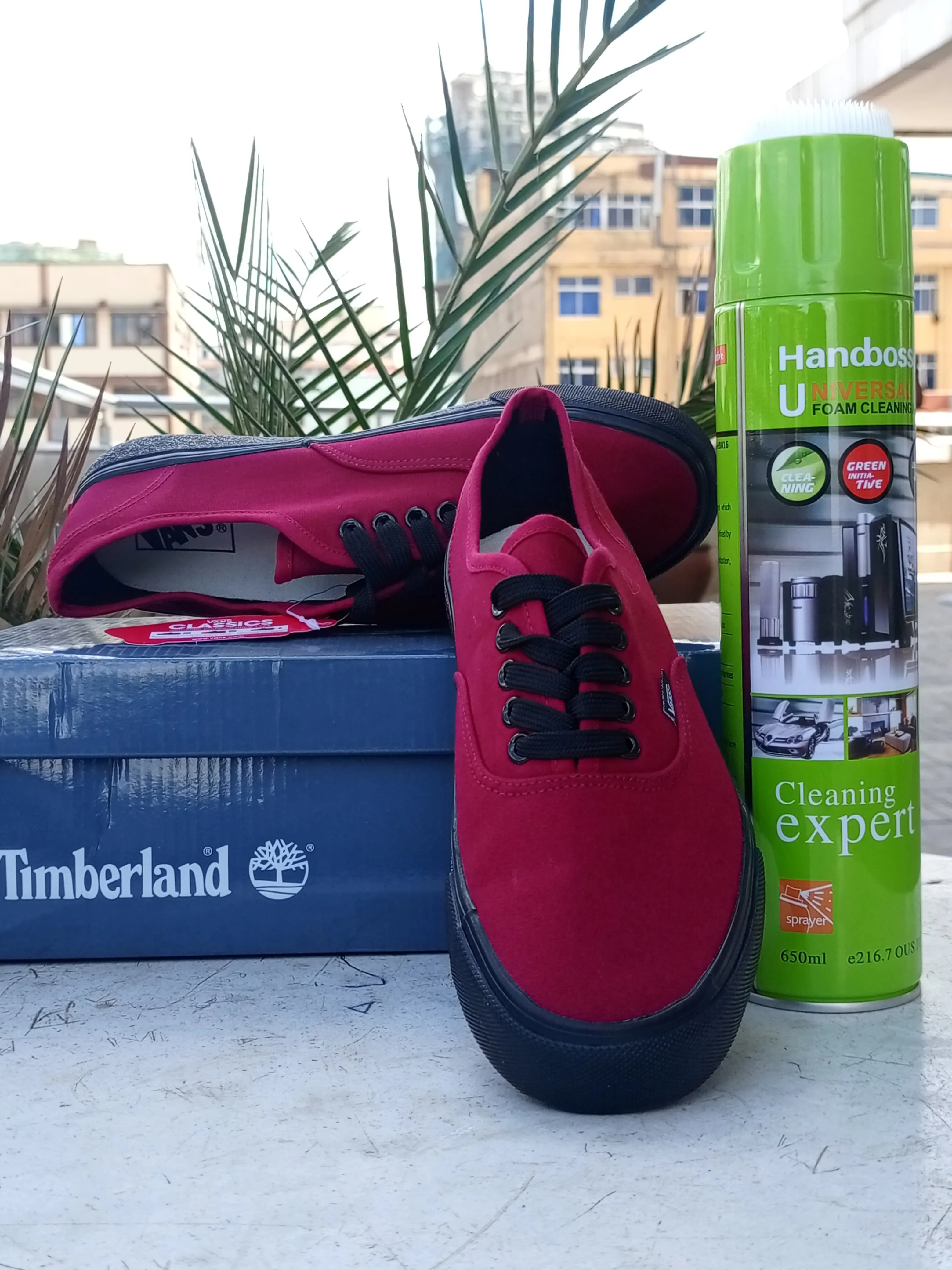 Off the Wall Vans- Maroon on Black Bottom Of Sneakers