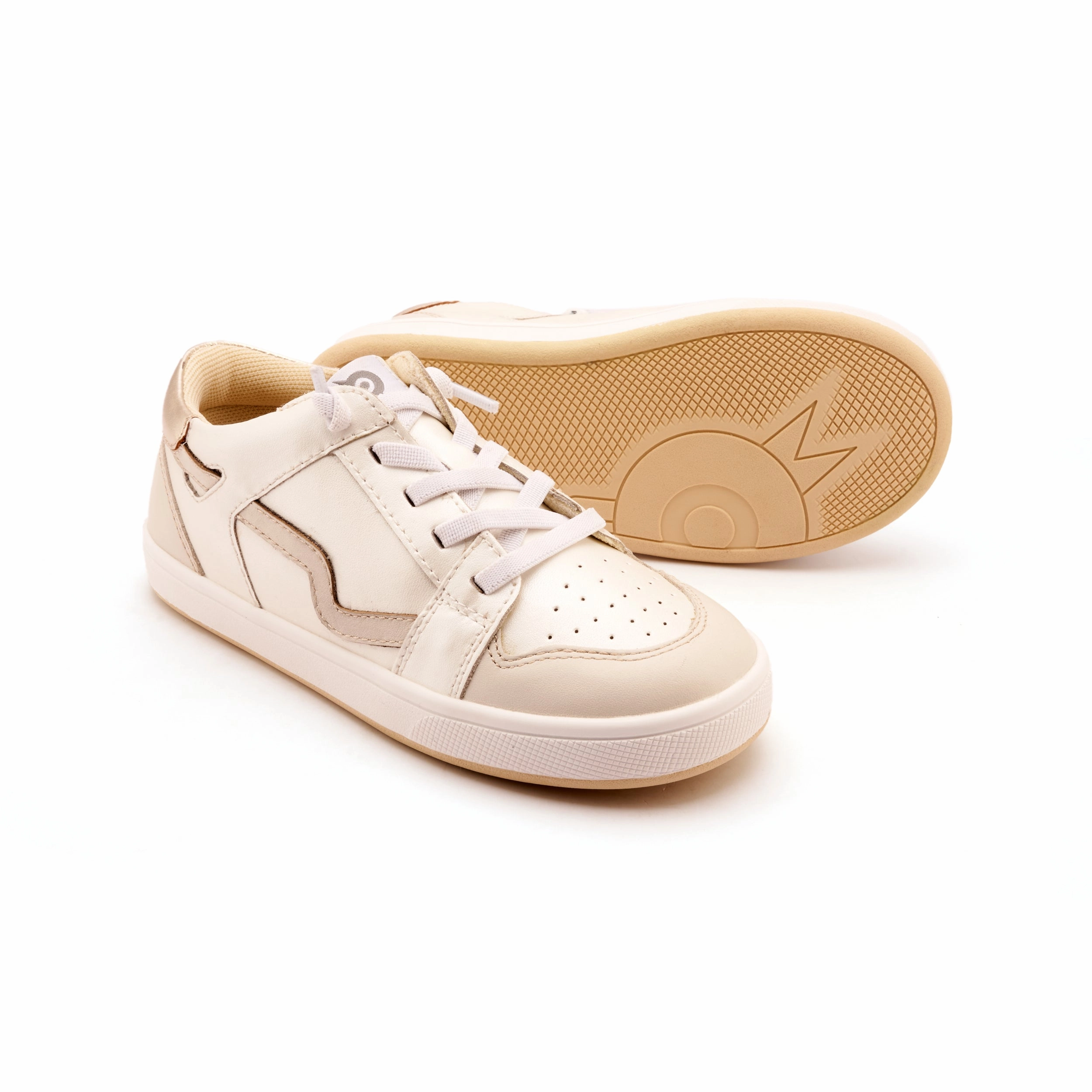 Matching Sneakers Old Soles Girl's Field Runner Casual Shoes - Nacardo Blanco / Vanilla / Gold