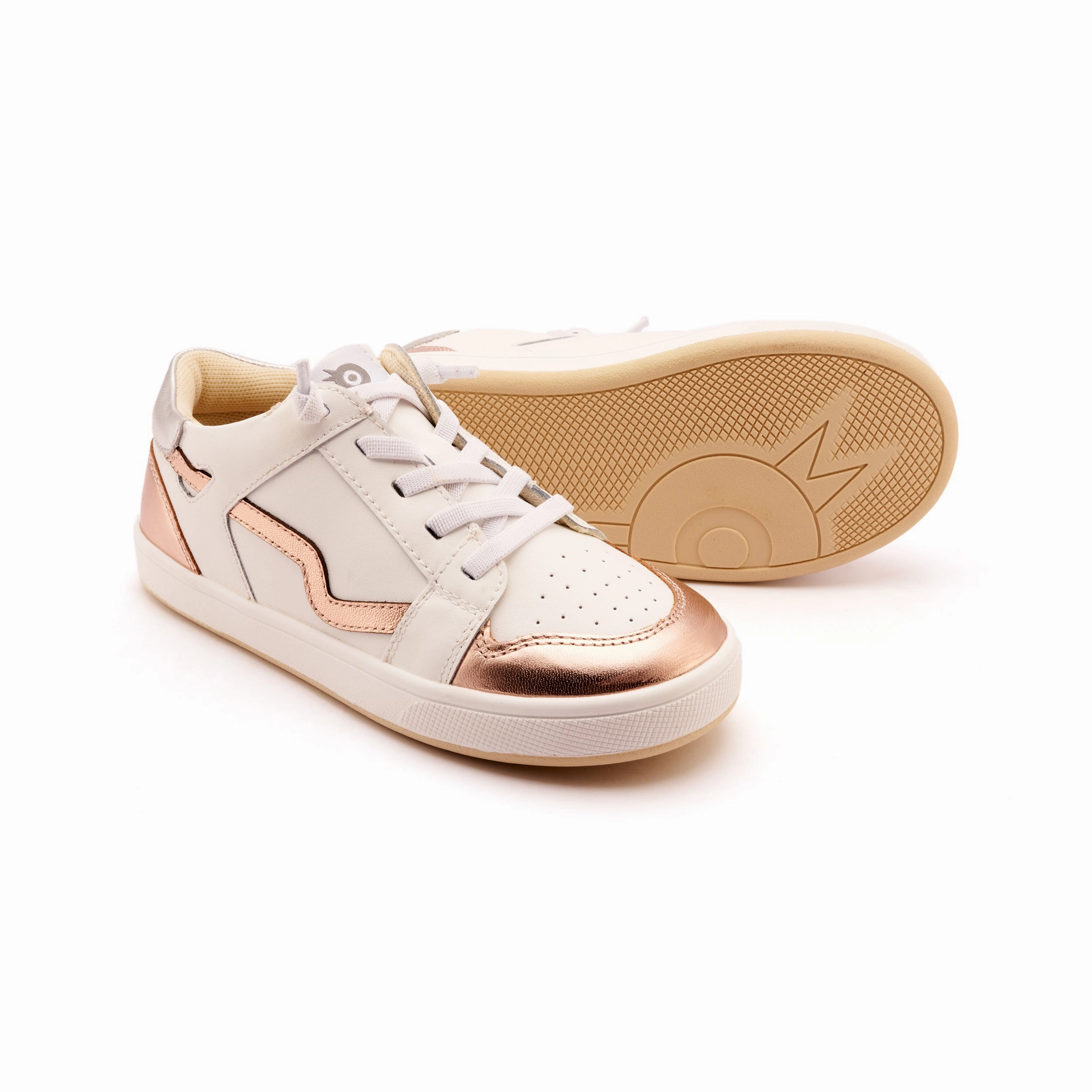 Old Soles Girl's Field Runner Casual Shoes - Snow / Copper / Silver Slip On Walking Sneakers