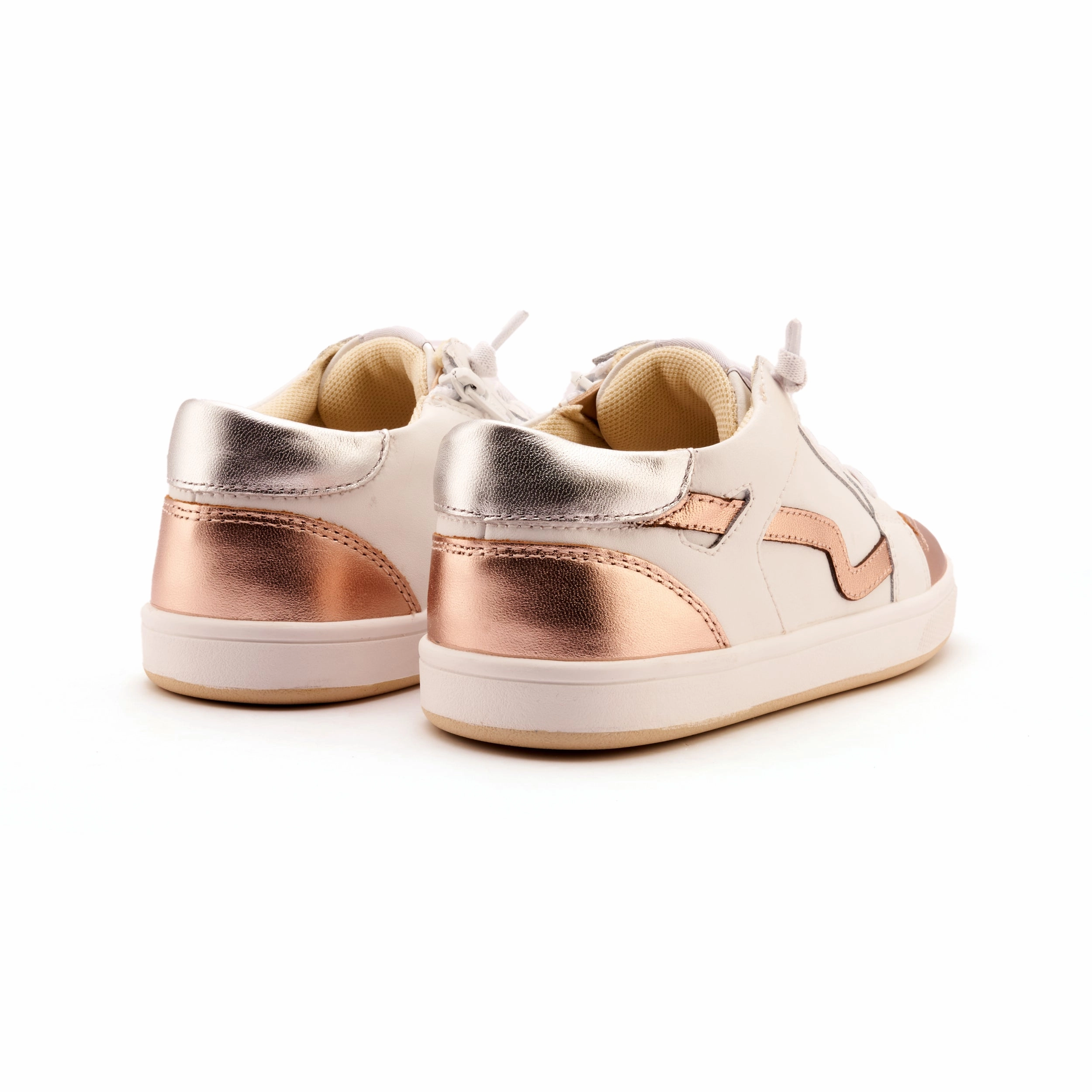 Old Soles Girl's Field Runner Casual Shoes - Snow / Copper / Silver Sneakers Size 2