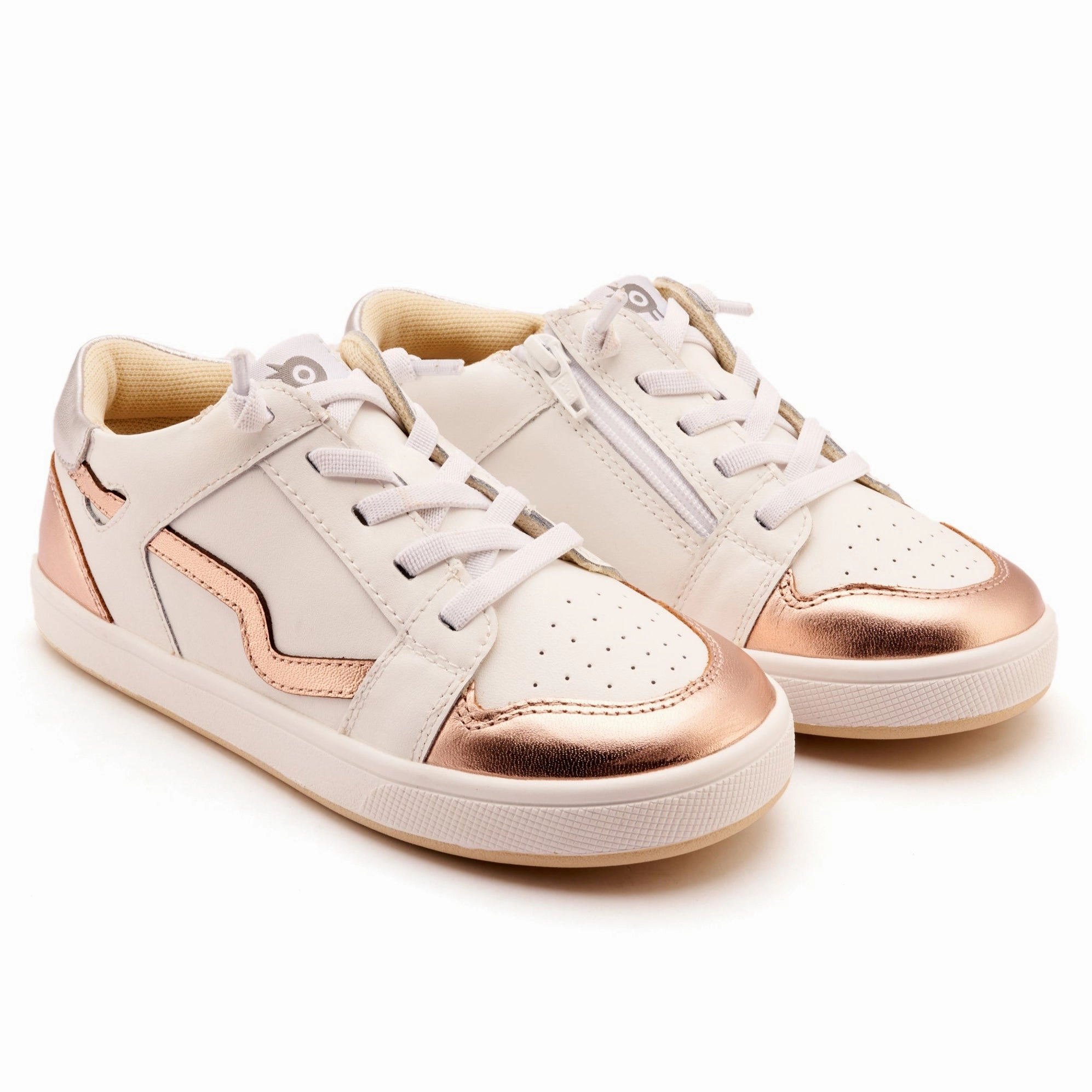 Old Soles Girl's Field Runner Casual Shoes - Snow / Copper / Silver Slip On Sneakers Wide Width