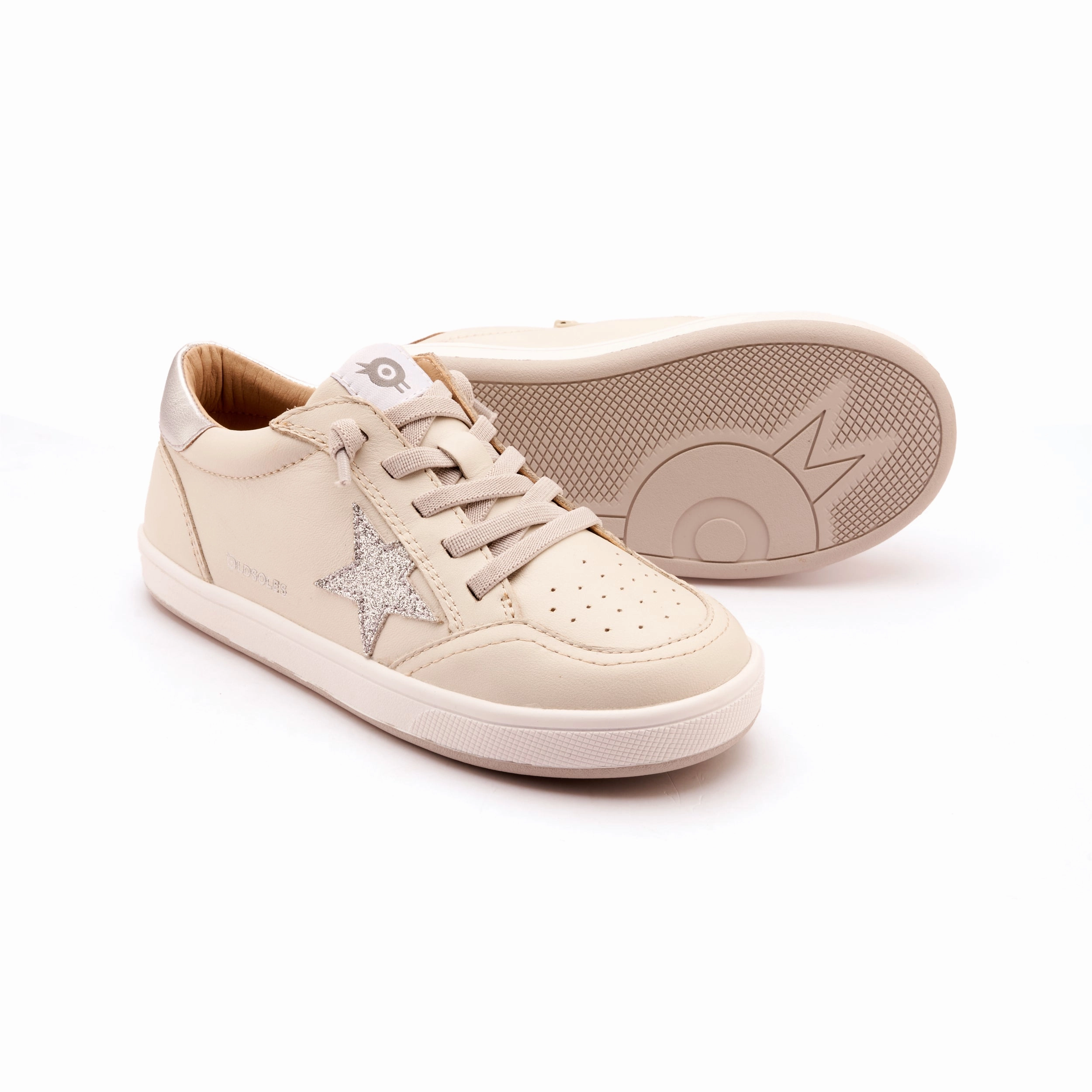 Old Soles Girl's Platinum Runner Casual Shoes - Vanilla / Glam Argent / Silver High Top Hiking Sneakers