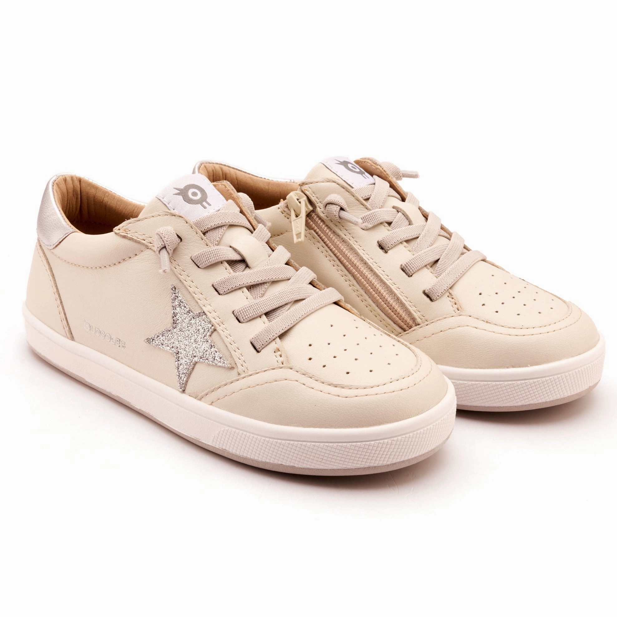 Old Soles Girl's Platinum Runner Casual Shoes - Vanilla / Glam Argent / Silver Sneakers Sales
