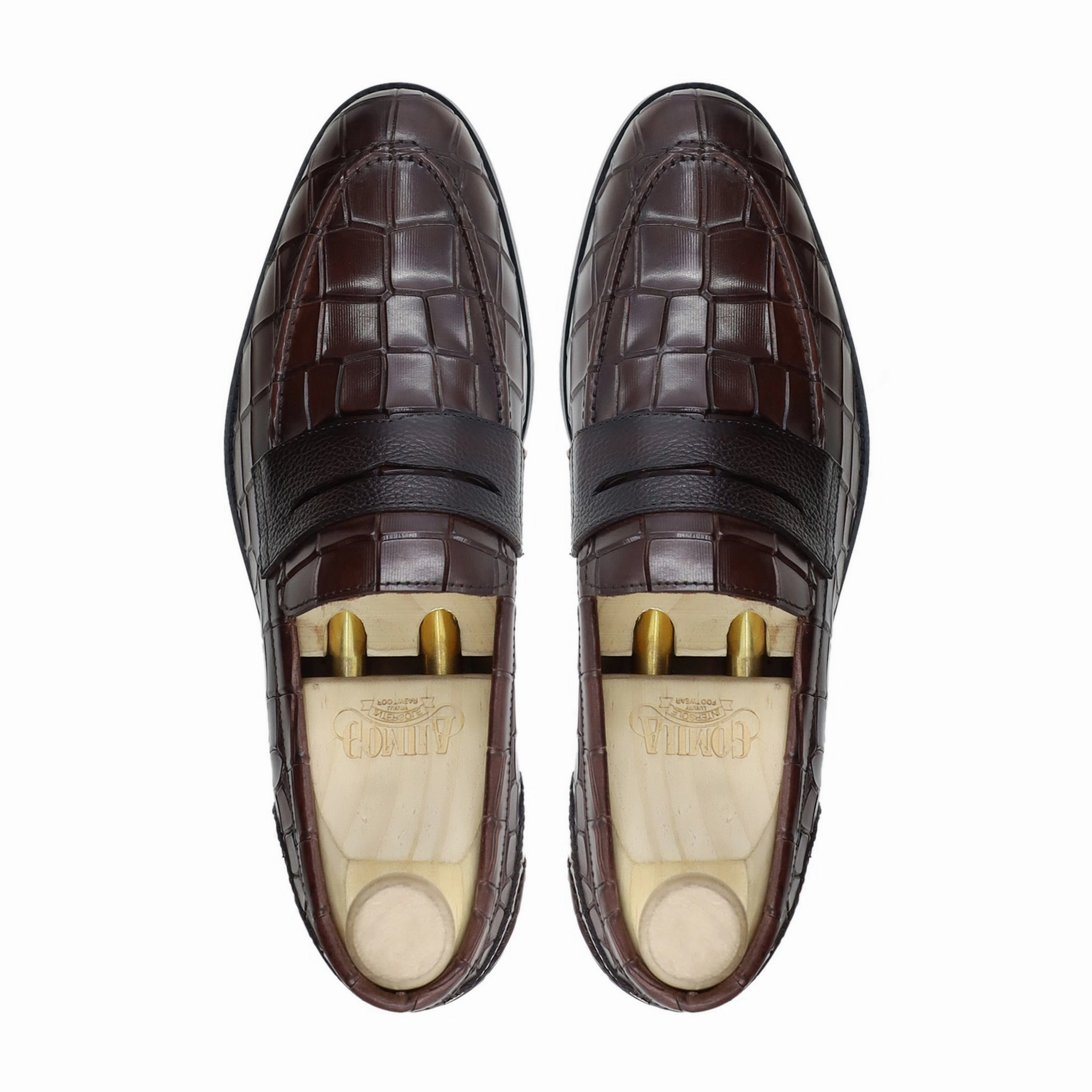 Leopard Penny Loafers Oregano - Men's Dark Brown Calf Leather Loafer