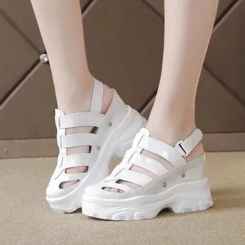 Party Shinny Wedge Sandals Italian Leather Sandals