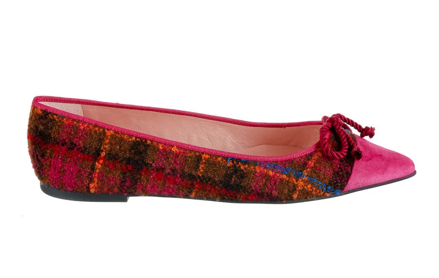Pb Jackie Fuschia Flat Style Of Shoe With A Strap Across The Instep