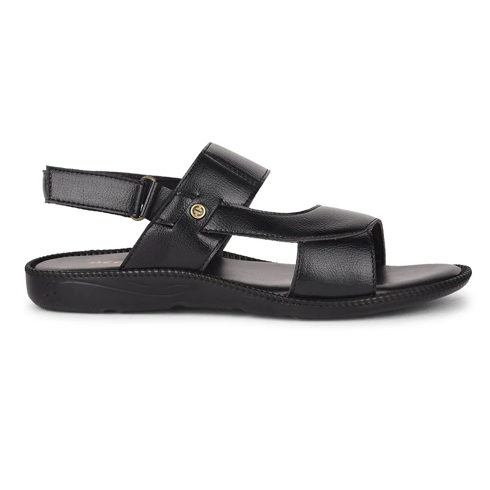Healers Black Casual Sandal For Men VCL-103 By Liberty Strappy Casual Slip-on Flat Sandals