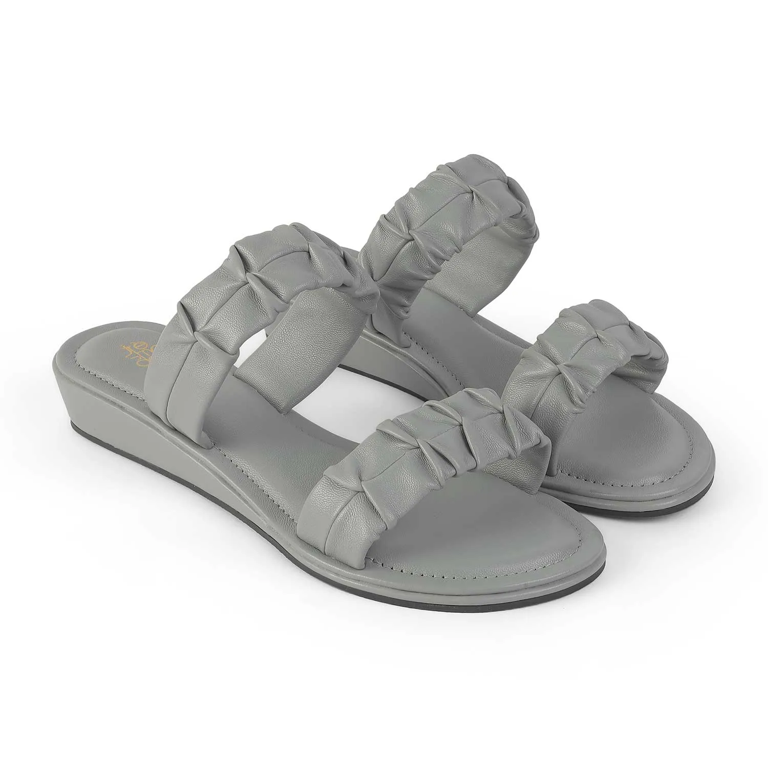 Tresmode Belo Grey Women's Casual Small Wedge Sandals High Heel Cushion