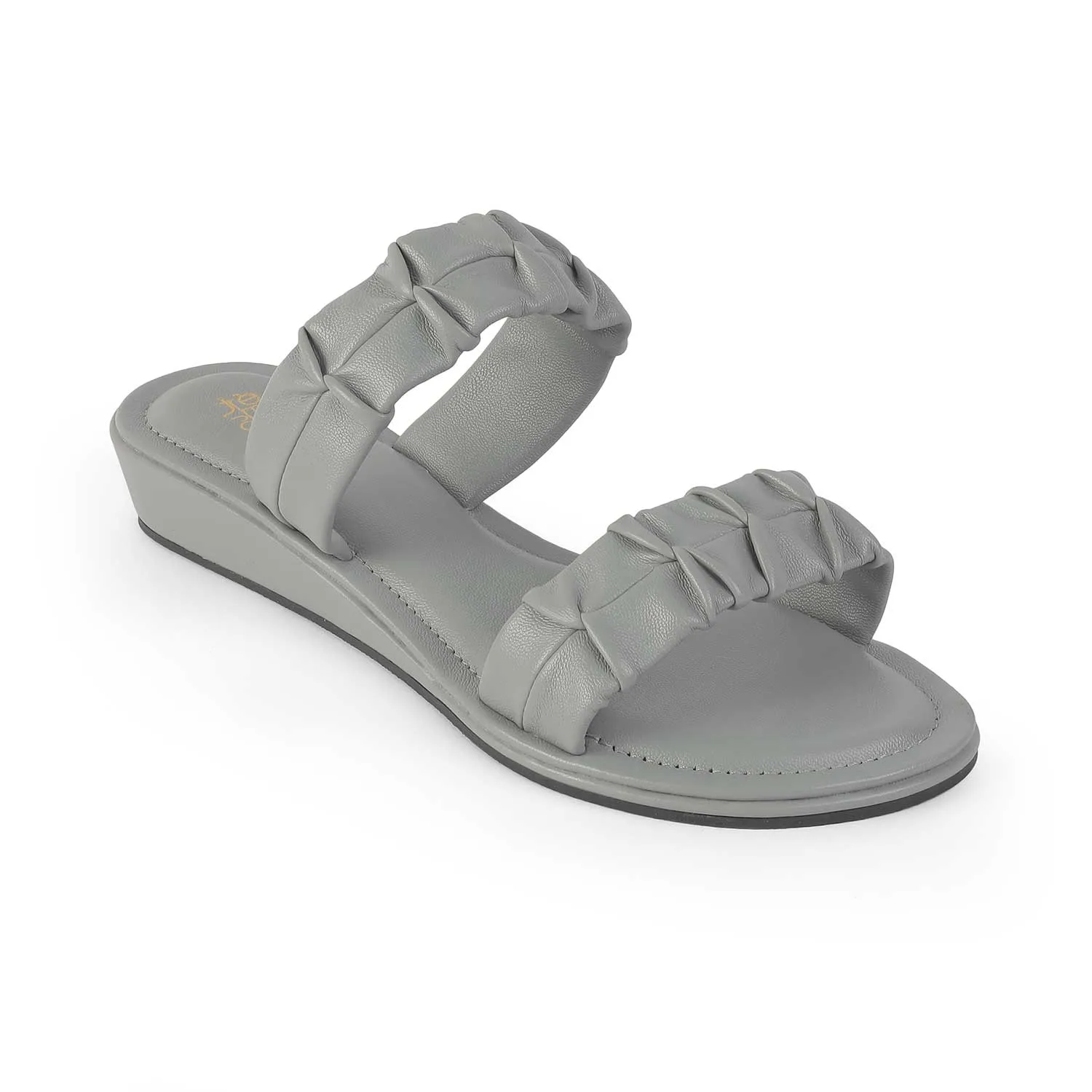 Tresmode Belo Grey Women's Casual Small Wedge Sandals Heels Lace