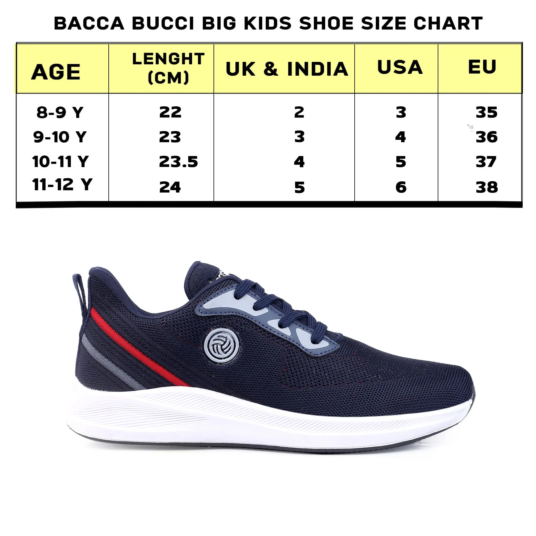 Best Running Shoes Wide Feet Bacca Bucci Boys or Girls Essential Knit Running Sports Shoe (Age: 8 year to 12 years)