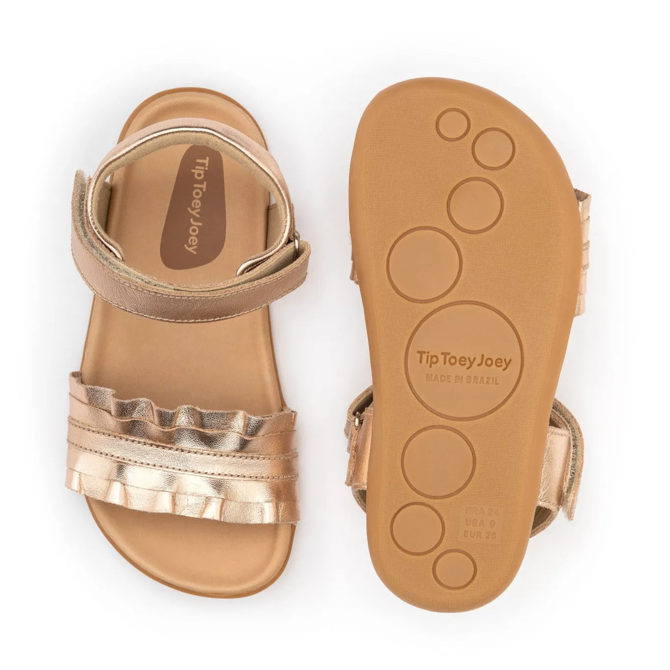 Sandals Vacation Specials Tip Toey Joey Girl's Ruffle Sandals - Metalic Salmon