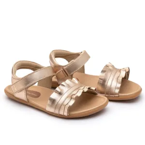 Tip Toey Joey Girl's Ruffle Sandals - Metalic Salmon Sandals Stylish