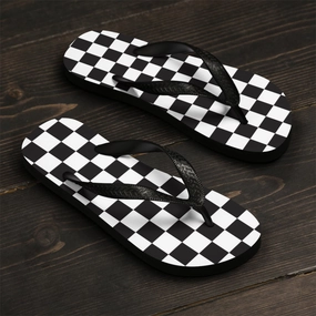 Checkered Unisex Flip-Flops Sneakers Slip On Rhinestones