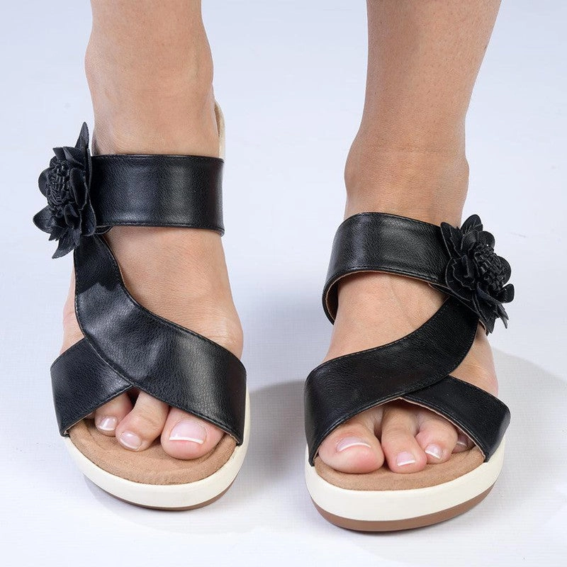 Slip On Wellington Boots Pierre Cardin Dory Slip On Flower Sandals - Black