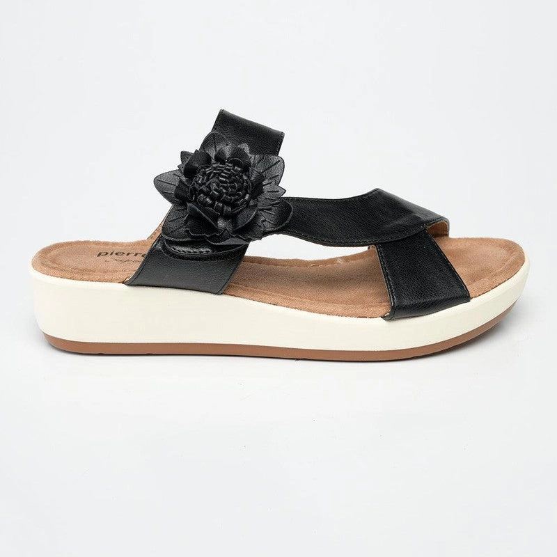 Pierre Cardin Dory Slip On Flower Sandals - Black Slip-on Sneaker
