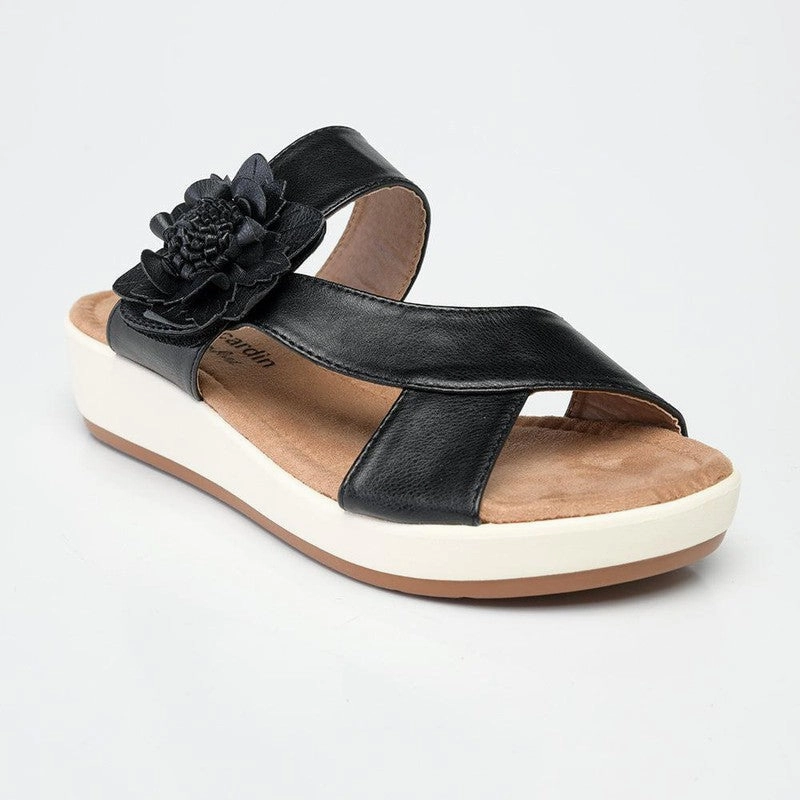 Work Boots Slip On Pierre Cardin Dory Slip On Flower Sandals - Black