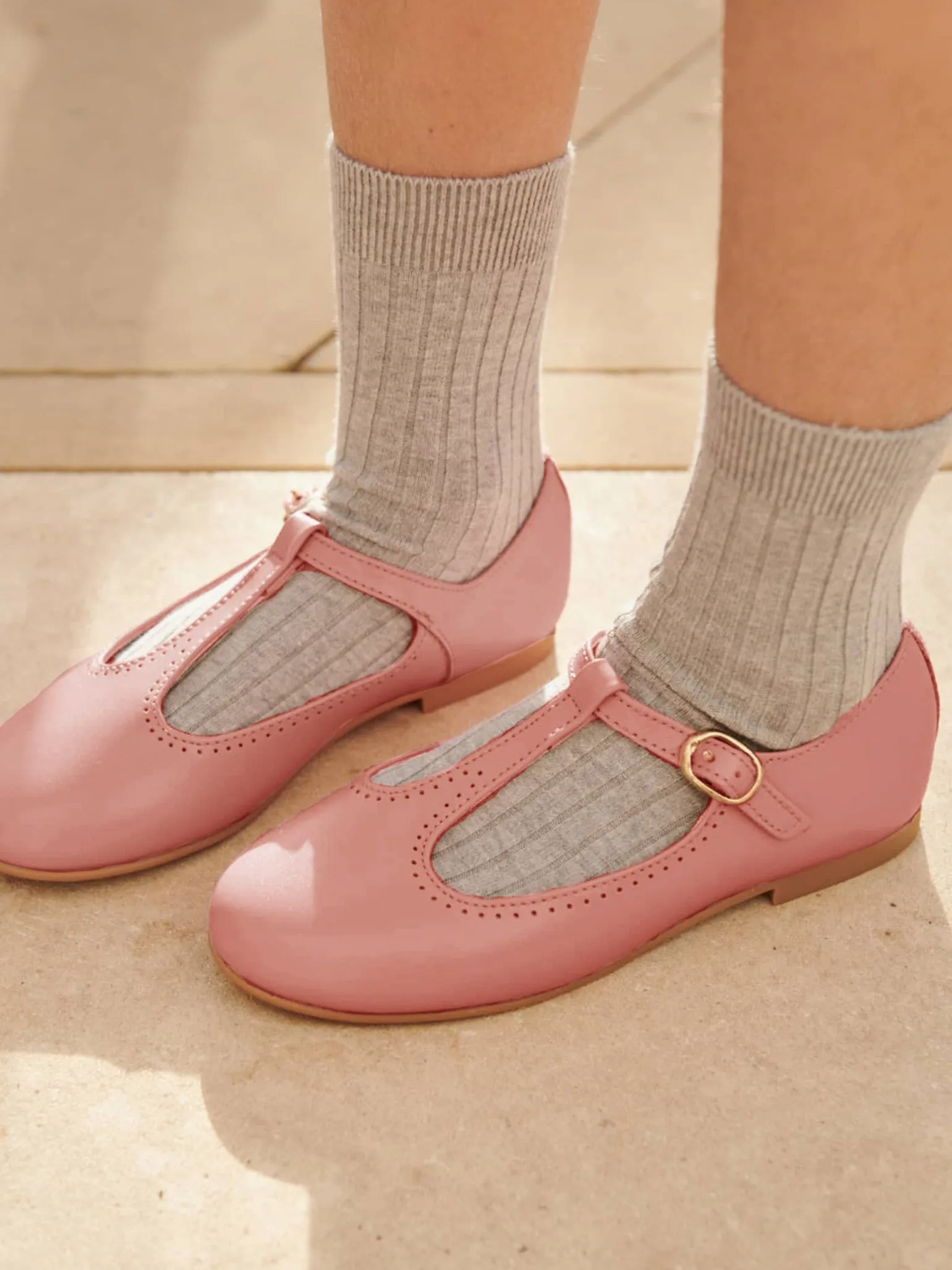 Running Shoes Lifespan Pink Leather Girl T-Bar Shoes