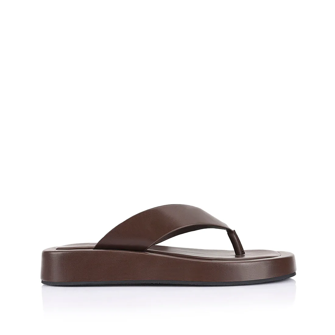 Bouncer II Flatform Thongs - Chocolate Brown Thin Sole Flip Flops