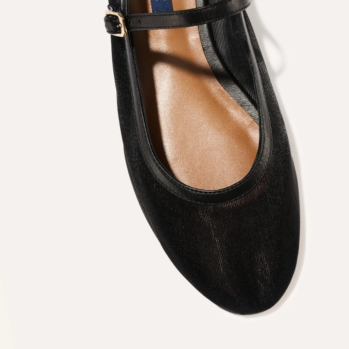 The Demi Jane - Black Mesh Dark Brown Flat Shoes