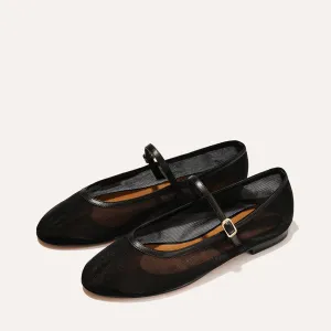 The Demi Jane - Black Mesh Portable Ballet Flat Shoes