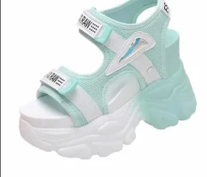 Sandals Gladiator Leather Thick Platform Wedge Sandals Shoes