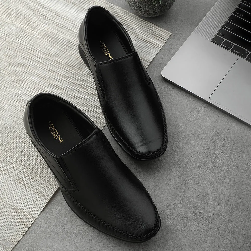 Dress Suede Shoes Fortune Black Formal Non Lacing Moccasin Shoes For Men HML-18E By Liberty