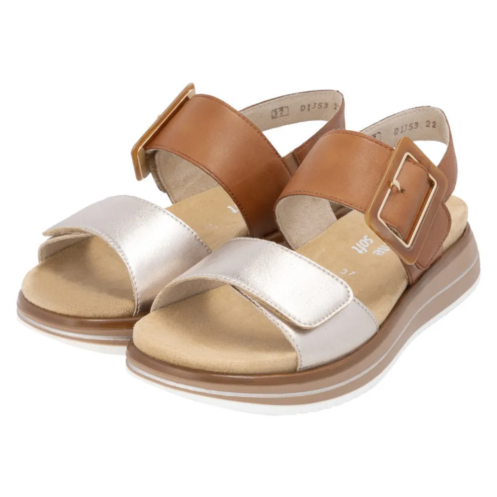 Autenti Sandals Remonte Jocelyn D1J53 Brown Leather Sandal (Women's)