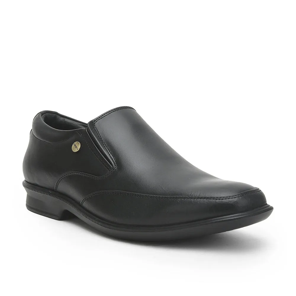 Wide Black Dress Shoes Fortune Formal Non Lacing Shoes For Men (Black) LUCIO-503 By Liberty