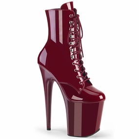 Long Boots 8 Inch Heel FLAMINGO-1020 Burgundy Patent